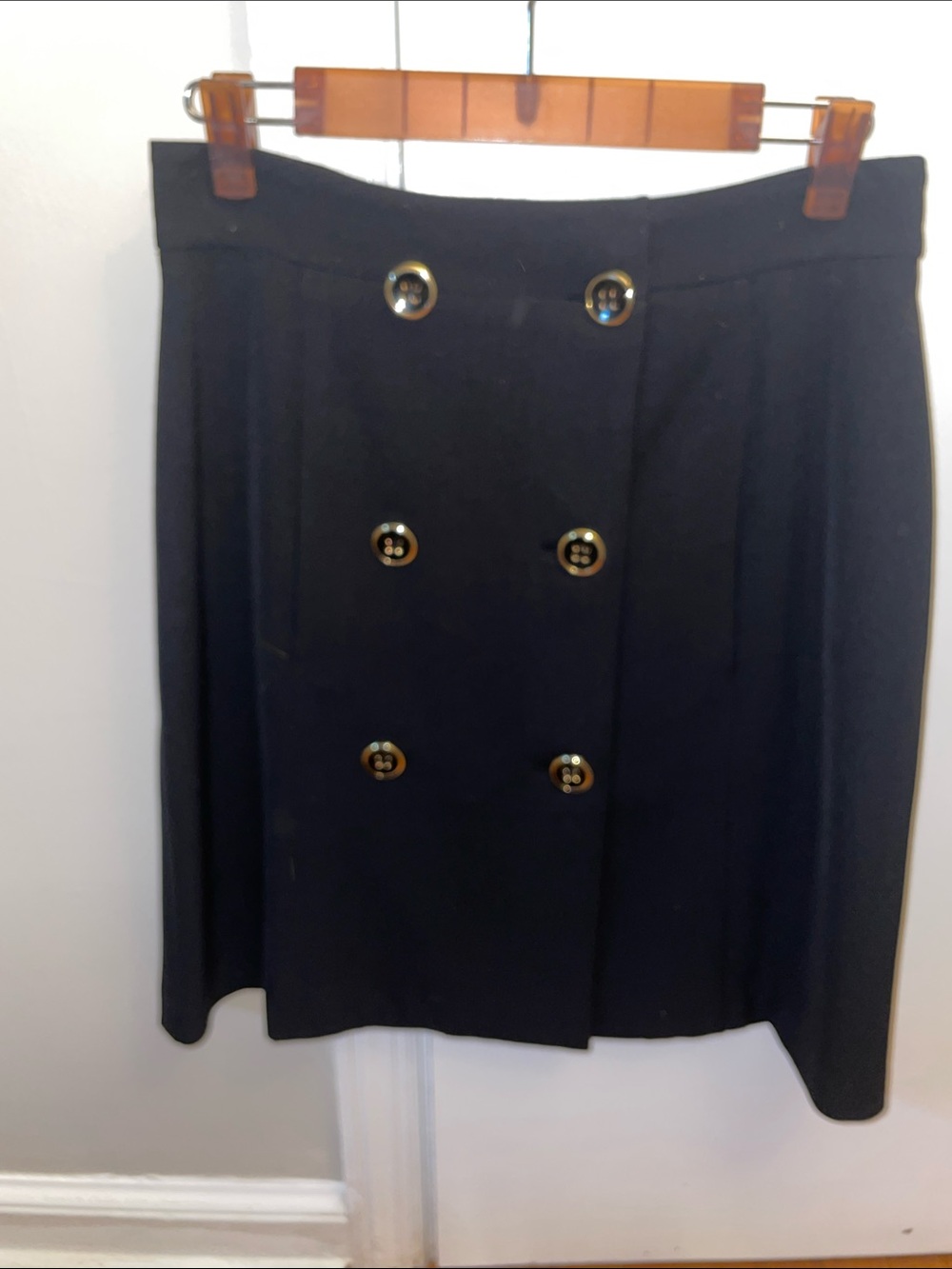 Sara Jane Black Double-Breasted Pencil Skirt with Gold Buttons